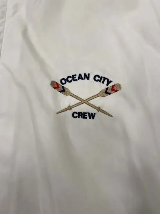 Vintage Acadia Ocean City Crew Windbreaker Jacket, Navy Blue/Cream - Size XL - Picture 4 of 5